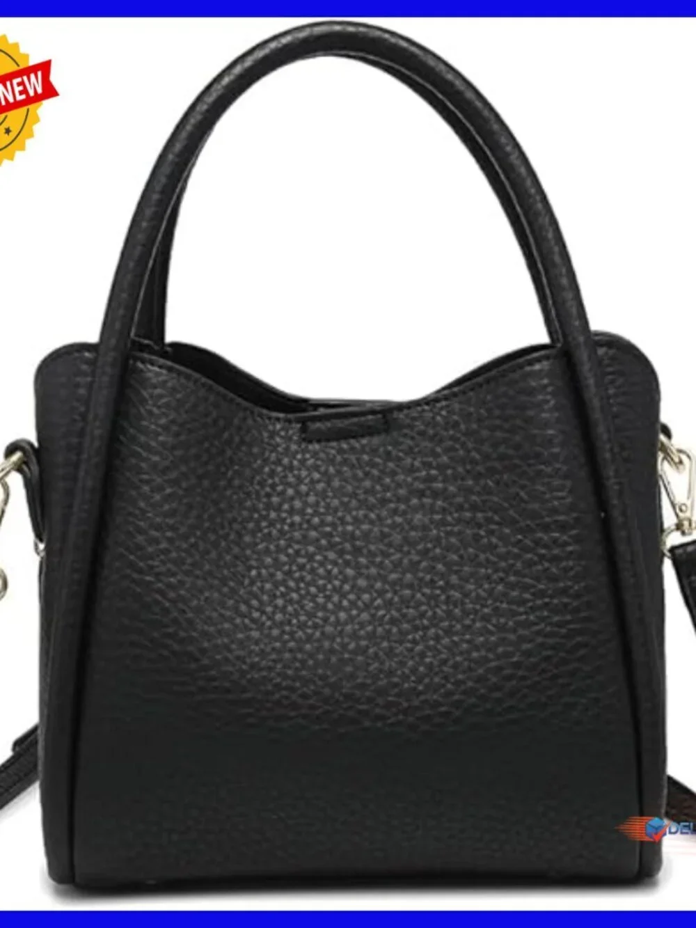 Vegan Leather Satchel with Adjustable Strap, 3 Compartments, 10x8x5